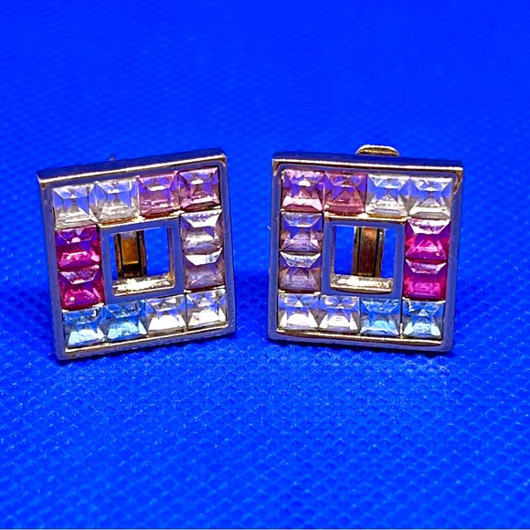 Givenchy Jewelry - Givenchy Pastel Crystals Lever Back Post Earrings Gold Plated EUC